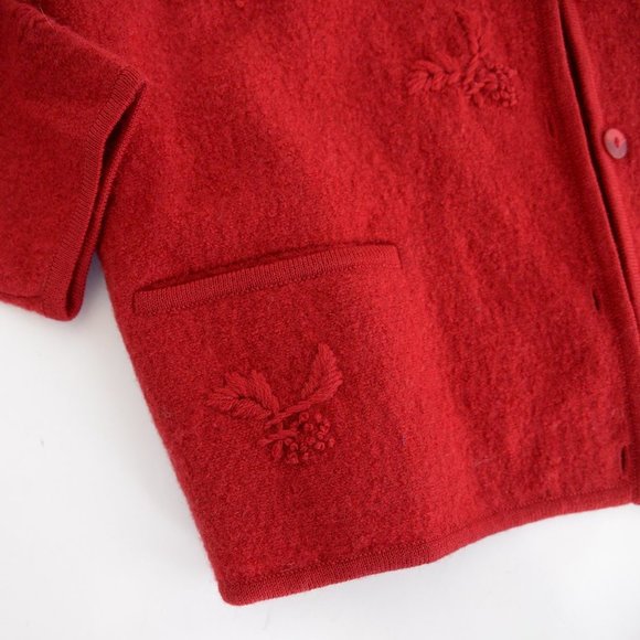 Vintage Tabi Red 100% Wool Button Down Cardigan Size Medium - Picture 9 of 13